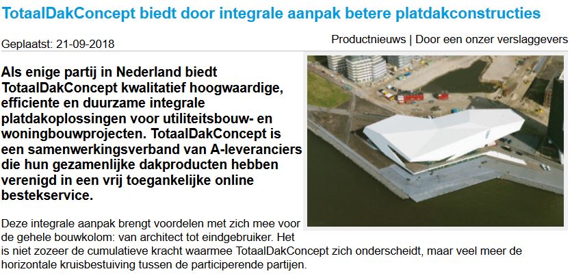 TotaalDakConcept op website Archidat/Bouwformatie